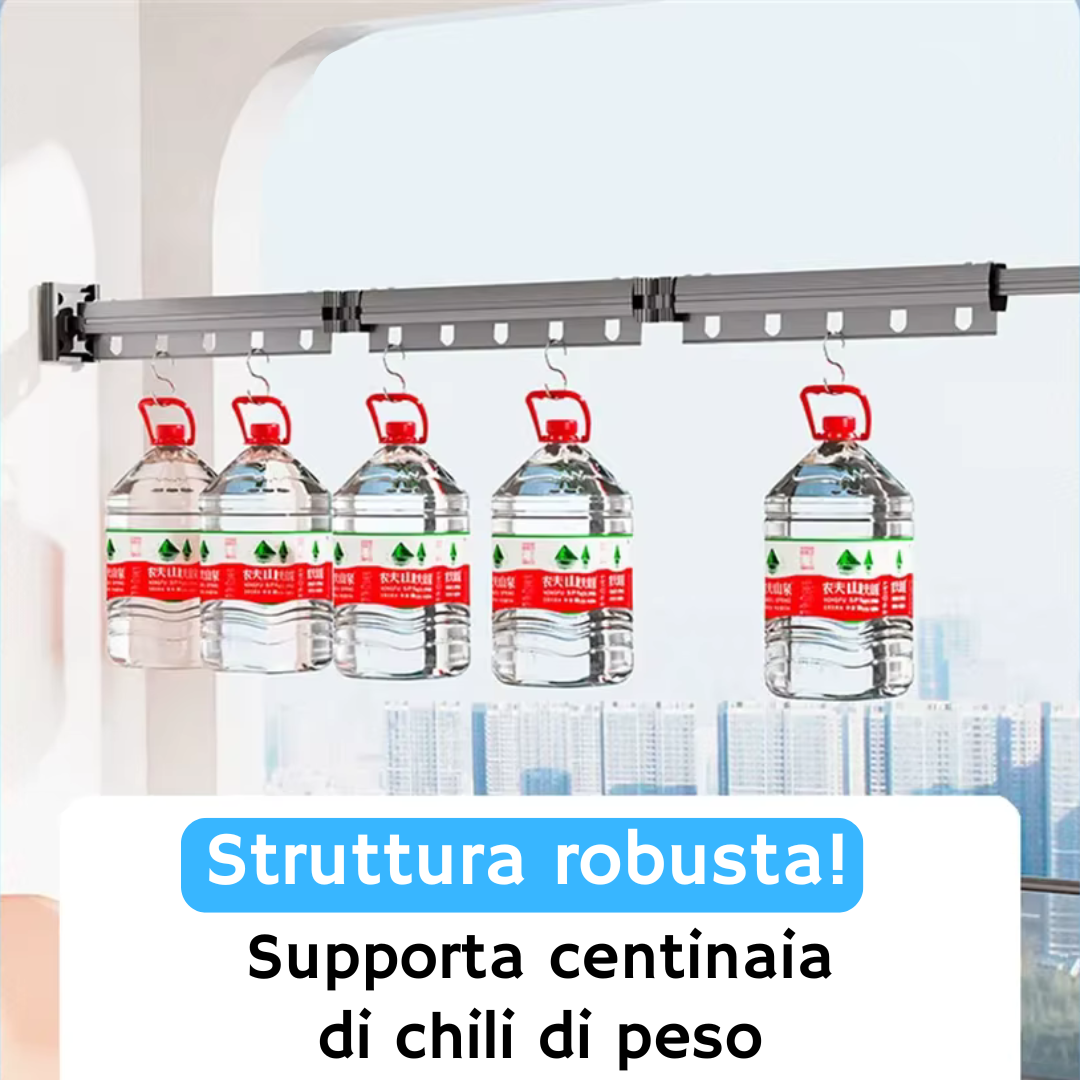 Stendibiancheria Retrattile con Sistema a Ventosa [NON È NECESSARIO FORARE IL MURO]