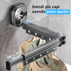 Stendibiancheria Retrattile con Sistema a Ventosa [NON È NECESSARIO FORARE IL MURO]