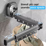 Stendibiancheria Retrattile con Sistema a Ventosa [NON È NECESSARIO FORARE IL MURO]
