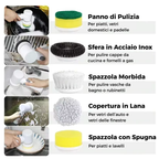 Spazzola Elettrica Domestica Multiuso per la Pulizia (Cucina, Bagno e Altro)