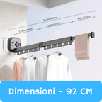 Stendibiancheria Retrattile con Sistema a Ventosa [NON È NECESSARIO FORARE IL MURO]