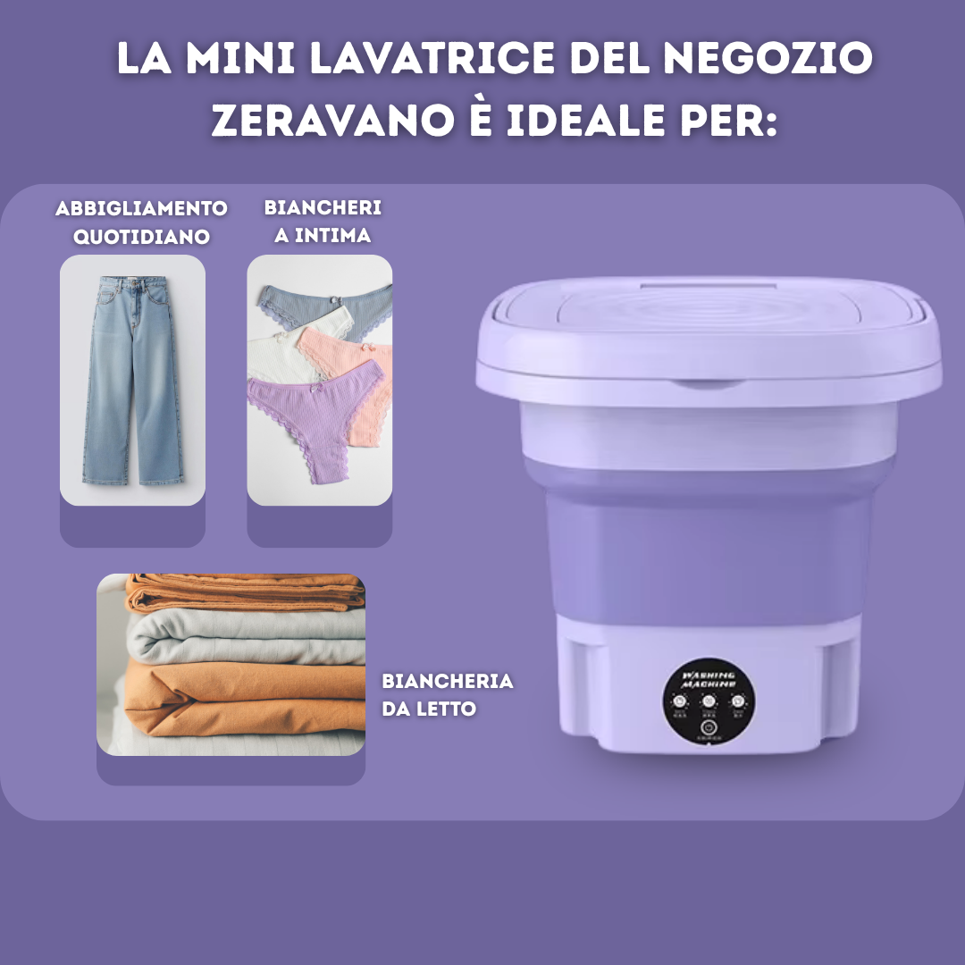 Mini Lavatrice Portatile (3 Modalità di Lavaggio + Centrifuga)
