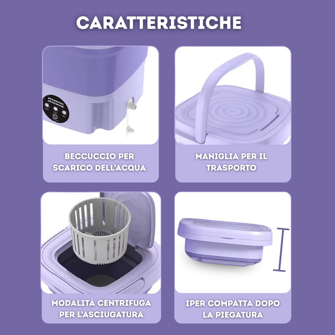 Mini Lavatrice Portatile (3 Modalità di Lavaggio + Centrifuga)